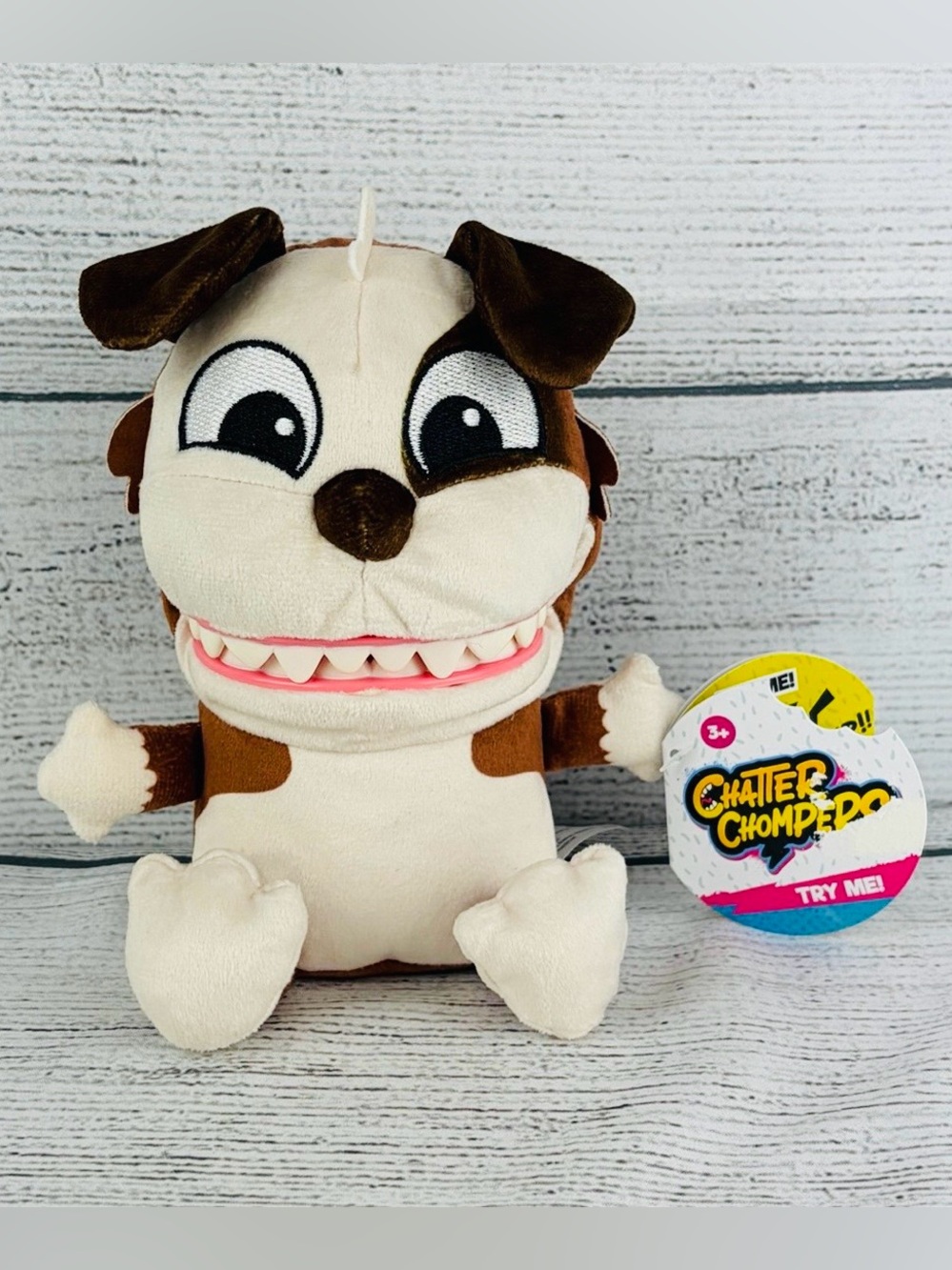 Chatter Chompers Brown White Dog Talking Plush Stuffed Animal Toy Small 7in NEW